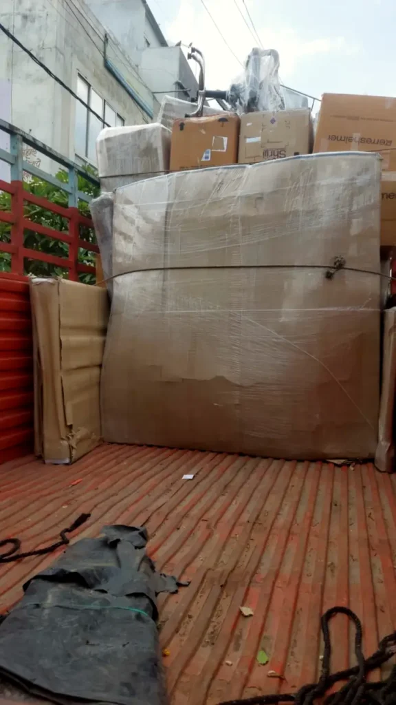 Packed furniture on a truck