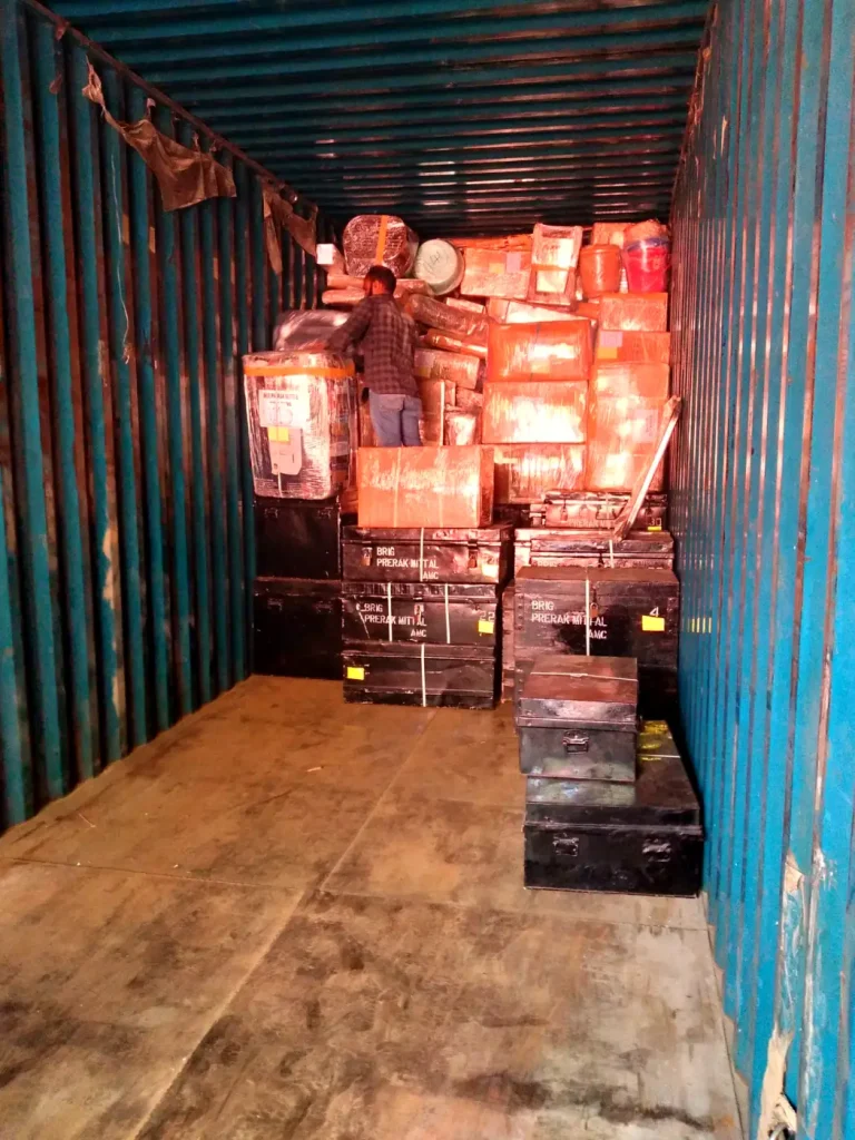 Goods stacked inside a container